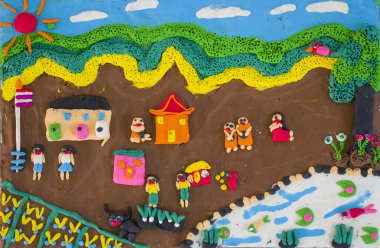 Öğrencileri biçimlendirme sanatı plastikle şekillendirilir. Düşük rahatlama heykeli şeklinde.