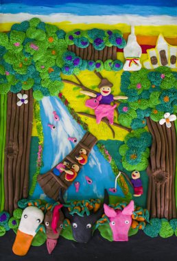 Öğrencileri biçimlendirme sanatı plastikle şekillendirilir. Düşük rahatlama heykeli şeklinde.