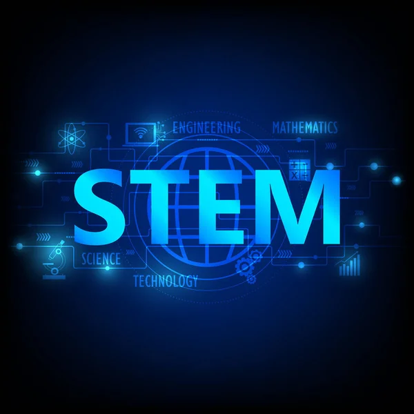 Stem 수학을 고려하여 삽화의 특징은 디지털 회로입니다 — 스톡 벡터