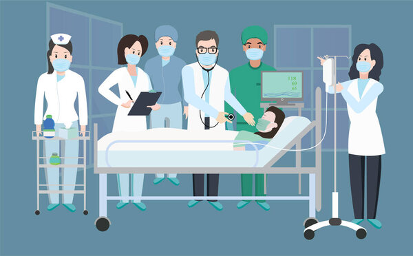 Спасибо храброму здравоохранению, работающему в больницах и борющемуся со вспышкой коронавируса, векторной иллюстрацией, персонажами врачей и медсестер вместе для лечения болезней в палатах
.