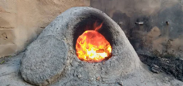 image Clay oven with fire
