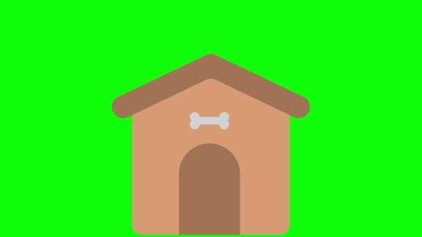 美しい緑の画面ペットの要素犬の家 — ストック動画
