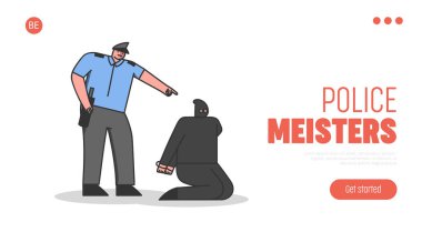 Polis iniş sayfası. Polis kelepçeli bir suçluyu tutukladı