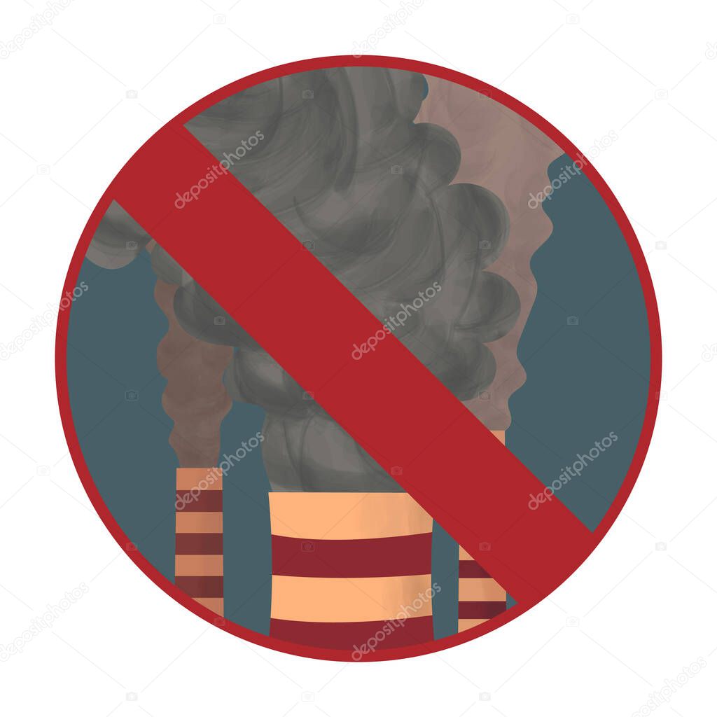 Prohibition sign of air pollution. Vector illustration