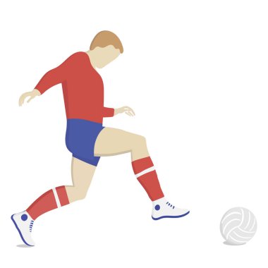 Futbolcu topa vuruyor. Vektör illüstrasyonu