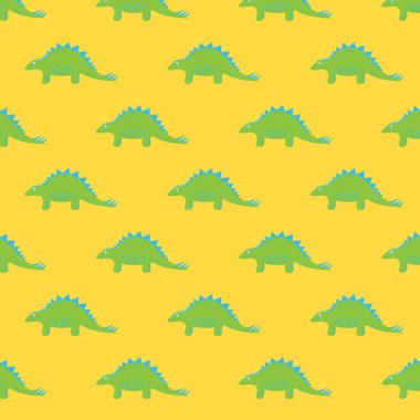 Dinozor Stegosaurus. Çocuklar, tekstil, çocuk giysileri için kusursuz desenler..