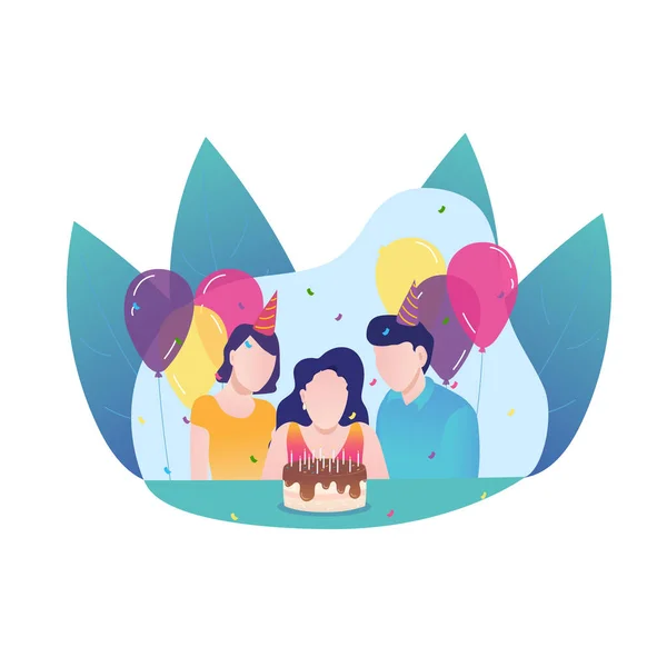 Celebrando Cumpleaños Con Amigos Ilustración Vectorial — Vector de stock
