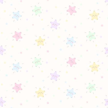 Çocuk dokusu için yıldızlı kusursuz bir arka plan. Vektör illüstrasyonu