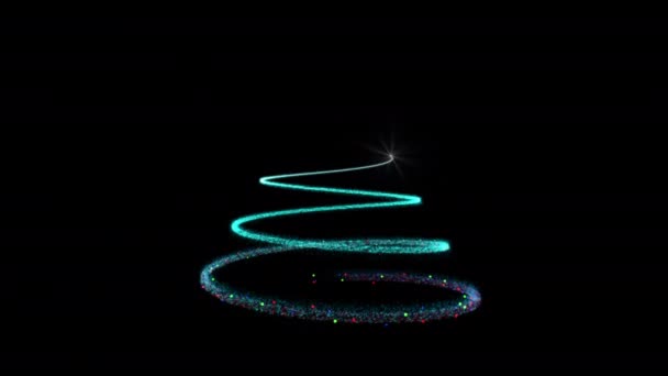 Sparkle trail Árbol de Navidad con estrella brillante en la parte superior — Vídeos de Stock