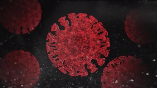 Visão microscópica da célula-vírus da gripe flutuante SARS-CoV-2 — Vídeo de Stock
