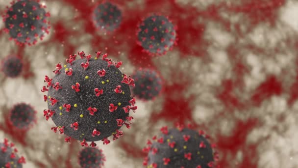 Animación macro de células del Coronavirus, atacando órganos internos . — Vídeos de Stock
