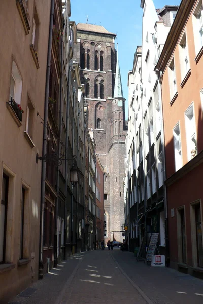 Arrendamentos Beco Cidade Velha Gdansk Polônia Pavimento Rua — Fotografia de Stock