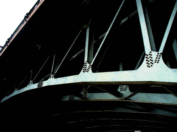 Metal Iron Construction Bridge Warsaw Poland Europe River Old — Stockfoto