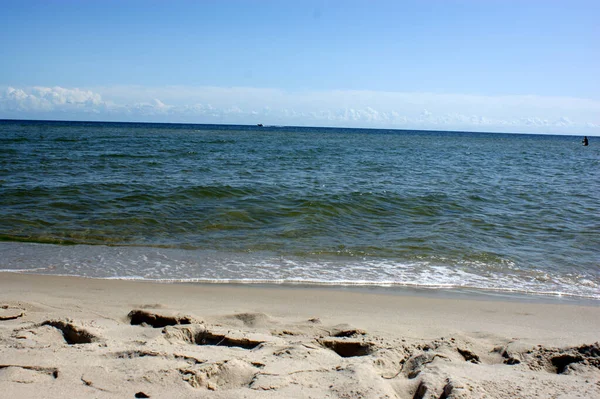 Hel Poland沙漠海滩的近景和海面上的沙子 没有人 沙尘暴 — 图库照片