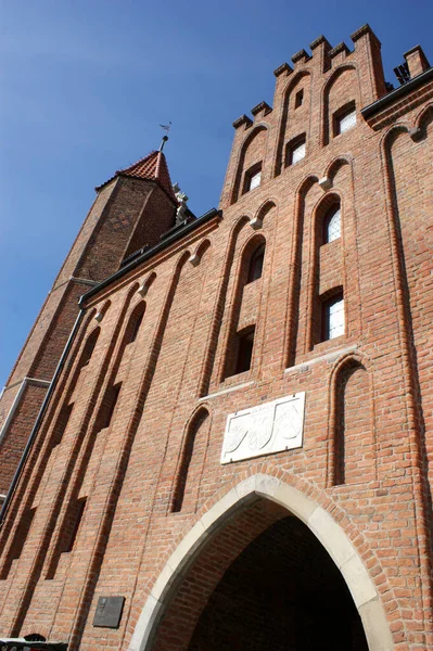 Věž Historické Cihlové Budově Polsku Vlakové Nádraží — Stock fotografie