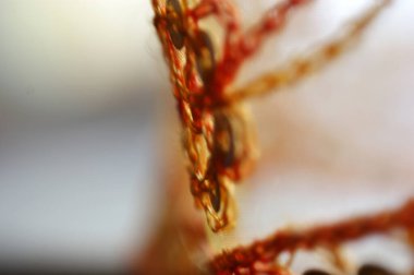 Perdede işlemeli desen, retro folle rengi turuncu tül.