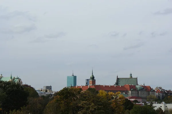 Panorama Partie Ouest Ville Varsovie Pologne Château Royal Bâtiments — Photo