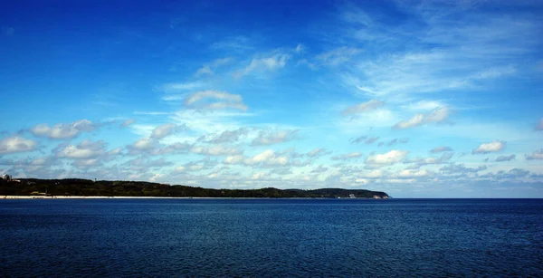 Pologne Mer Baltique Belles Vagues Mer Bleue Horizon Océan Sable — Photo