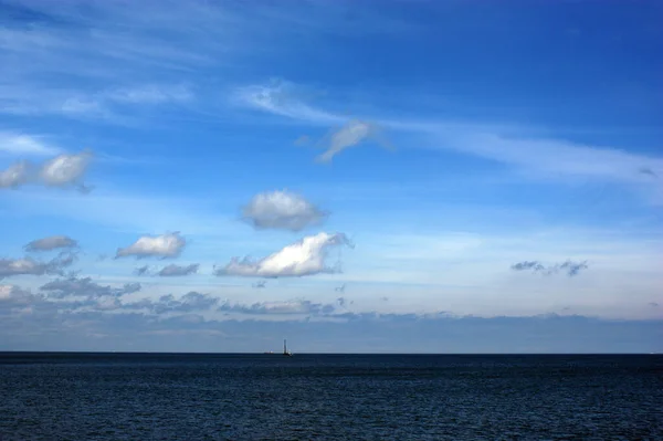 Polska Östersjön Vackra Blå Havet Vågor Ocean Horisont Sand Och — Stockfoto