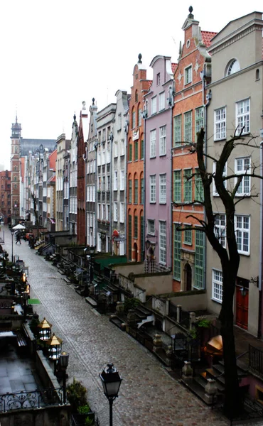 Old Town Square Buildings Lit Sun Row Market Square Gdansk — Stock Photo, Image