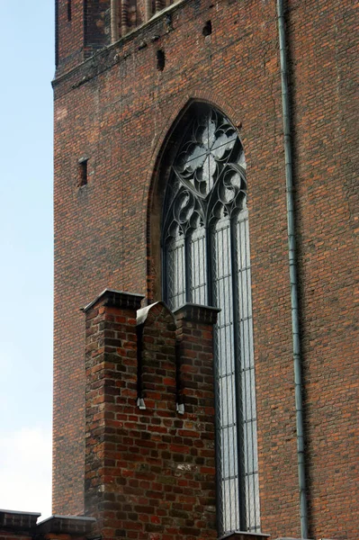 Basilika Gdask Fragment Byggnadens Vägg Detalj Element Mörkt Tegel — Stockfoto