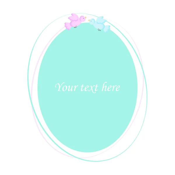 Vector Illustration Frame Mint Color Place Your Text Birds Decoration — Stock Vector