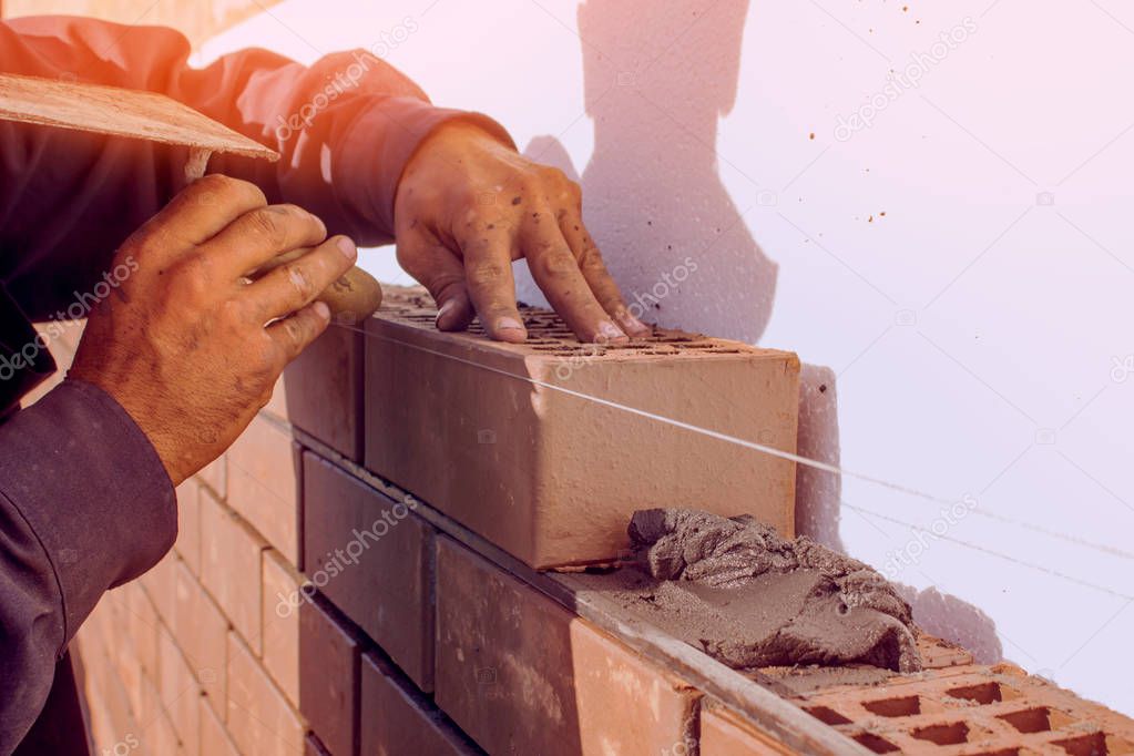 Bricklaying, building a house