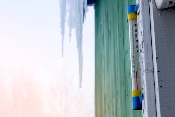 Subzero Temperature Air Thermometer Shows — Stock Photo, Image