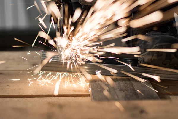 Work Sander Sparks Flying Lens — Stock Photo, Image