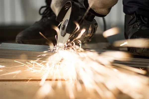 Master Sawing Metal Sparkles Bright Sparks — Free Stock Photo