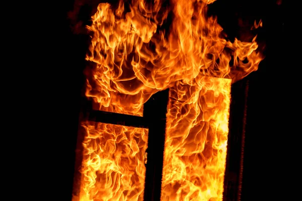 Fire Burning Old Wooden House — Stock Photo, Image