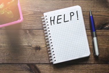 Not Defteri, çiçek ve kalem masada Yardım metni