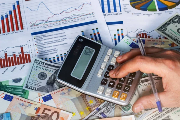 Pénzügyi Számítások Pénz Hexagrams Asztalra — Stock Fotó