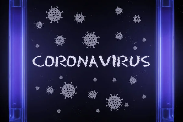Label Coronavirus Dan Molekul Covid Bawah Sinar Konsep Virus Tak Stok Foto