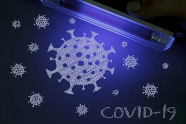 Deteksi Molekul Covid Bawah Sinar Ultraviolet Konsep Pendeteksian Virus Stok Gambar