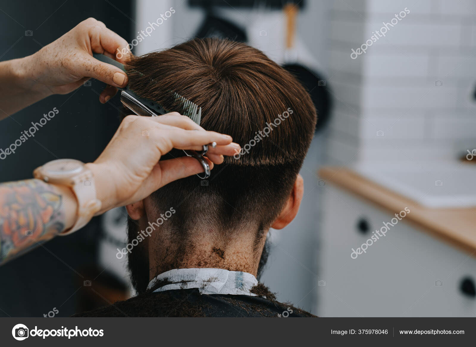 Mens haircut at home. The hairdresser cuts the hair of a man Stock Photo by ©olgasamoilova 375978046 Mens haircut at home. The hairdresser cuts the hair of a man Stock Photo by ©olgasamoilova 375978046
