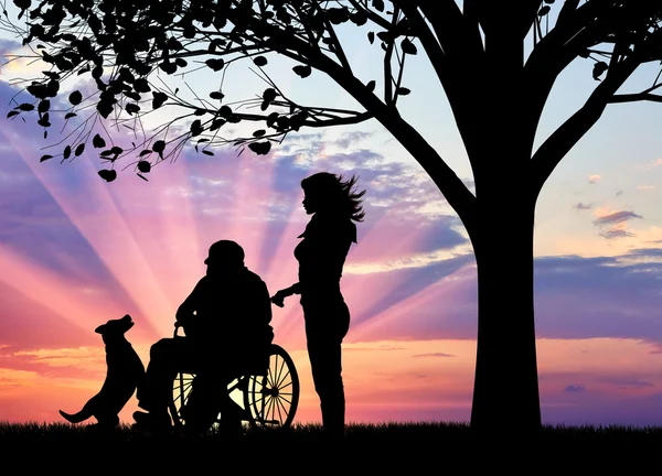 Concepto de cuidado de una persona con discapacidad y casa de ancianos —  Fotos de Stock