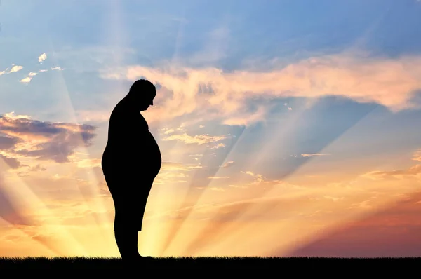 Fat man sunset — Stock Photo, Image