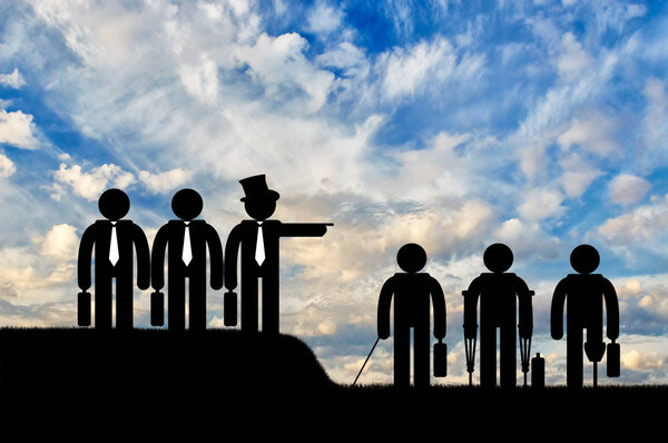 Businessmen banish disabled person