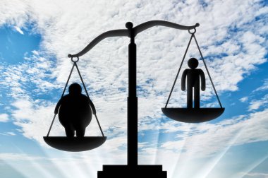 Simge şişman adam normal ölçekler günde outweighed.