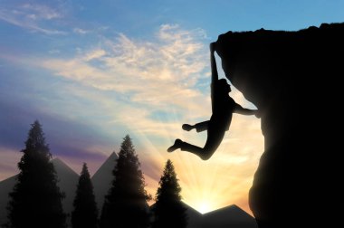 Dağın tepesinde tırmanma tırmanıcı