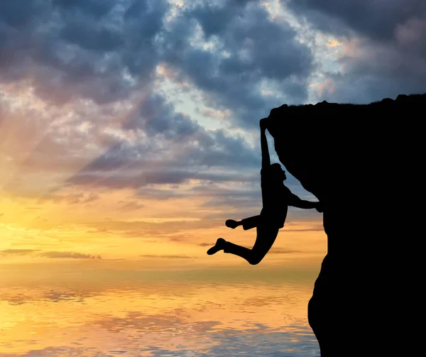 Climbing climber on top of a mountain — Stock Photo, Image