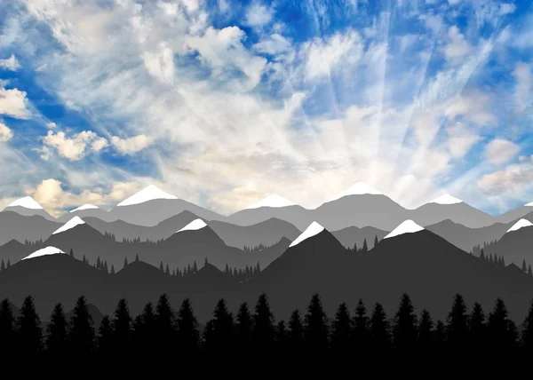 Beautiful dawn of mountain landscape — Stock Photo, Image