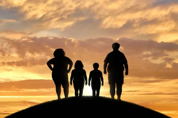 Familia gorda que sufre de obesidad — Foto de Stock