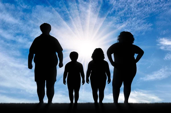 Familia gorda que sufre de obesidad — Foto de Stock