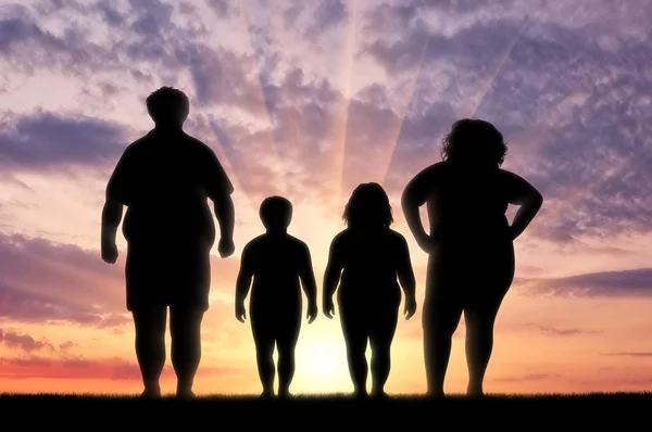 비만에서 고통을 하는 뚱뚱한 가족 — 스톡 사진