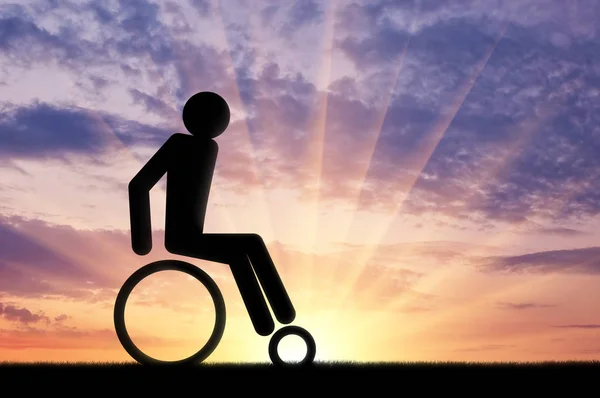 Persona con discapacidad en una silla de ruedas icono hombre —  Fotos de Stock