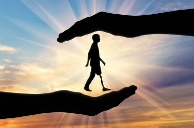 Kavramı yardım ve bakım bir protez bacak ile engelliler için