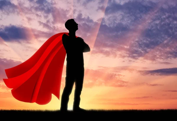 Silhouette di uomo d'affari fiducioso e forte superman — Foto Stock