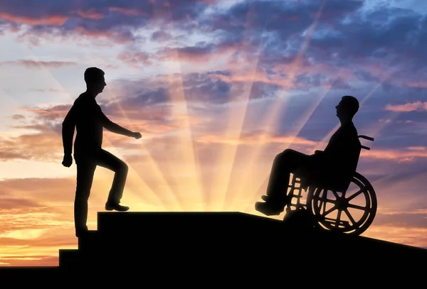 Pojęcie opieki dla osób niepełnosprawnych w poruszaniu się po mieście — Zdjęcie stockowe